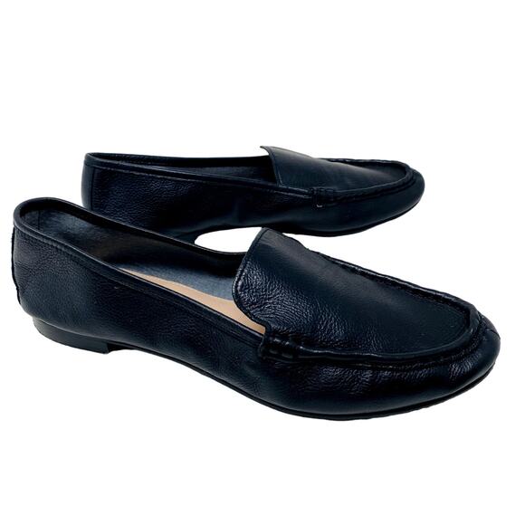 Taryn Rose Pebble Leather Ballet Flats Casual Shoe Slip On Black - 8 - Picture 1 of 5